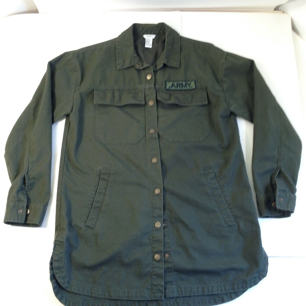 Forever 21 Women's Army Snap Button Shirt  Light Jacket  XS